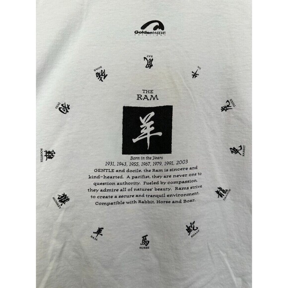Vintage Q-Tees of California Year of Ox Zodiac Sign Boxy T-Shirt White Men Large - Picture 8 of 8